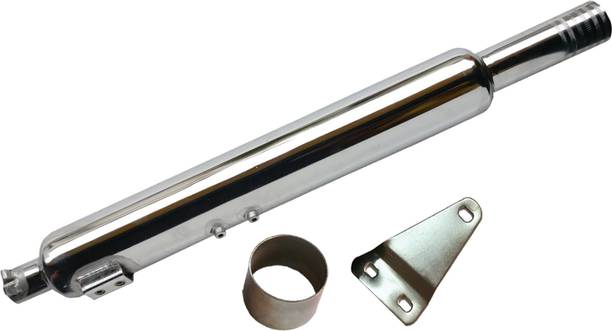 Ridefit Long Bottle Empty Chrome Bada Punjab Exhaust silencer Royal Enfield Classic 350 Full Exhaust System
