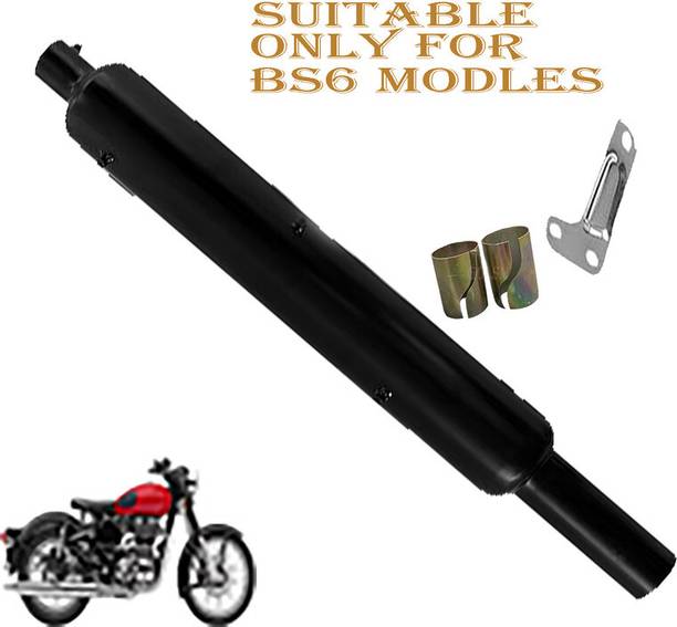 GOLSM Long Bottle BS6 Black Empty Loud Sound Bada Punjab Exhaust silencer Royal Enfield Classic 350 Full Exhaust System