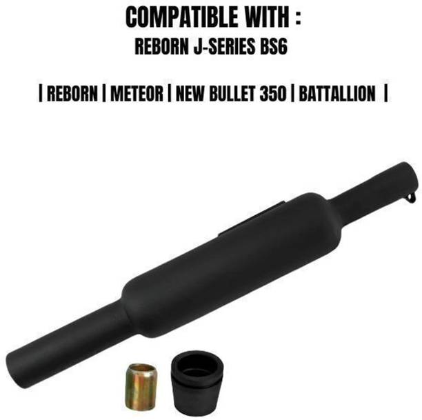 SILENTWAVE Short Punjab For RE Classic Reborn,Bullet 2023,Meteor 350cc (Big Mouth,Black) Royal Enfield NA Full Exhaust System