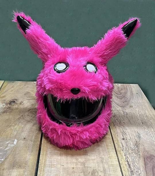 V VANTRA Pink Pikachu Bunny Helmet Cover (Only Cover) Motorbike Helmet (Pink) Motorbike Helmet