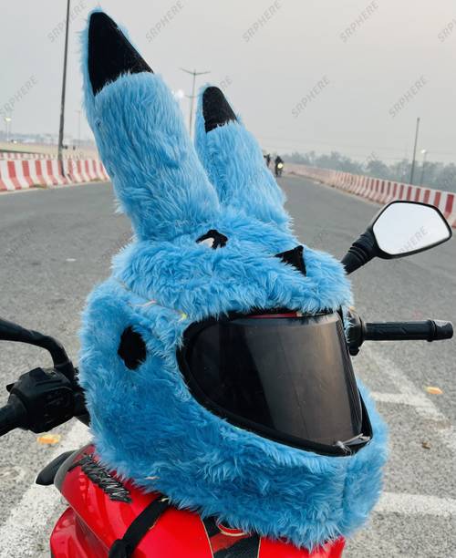 SRPHERE Sky Blue Pikachuu Style Bunny Helmet Cover For Full Face Helmet Motorbike Helmet