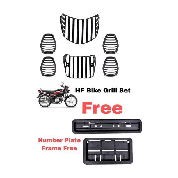 VPRS HF Deluxe Bike Grill Set and Number Plate Free pack of 8 Bike Headlight Grill