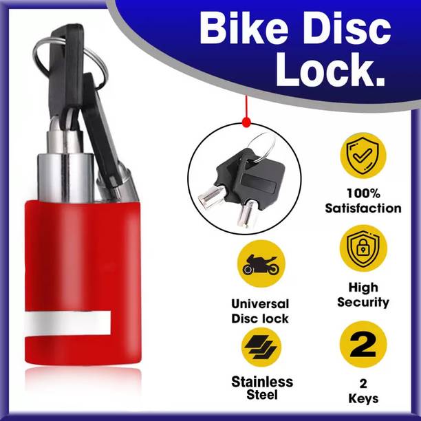 ASRYD Security Red Color Duty Disc Break Disc Brake Lock for Bike Motorcycle Multi-Functional Anti-Theft Disc Lock