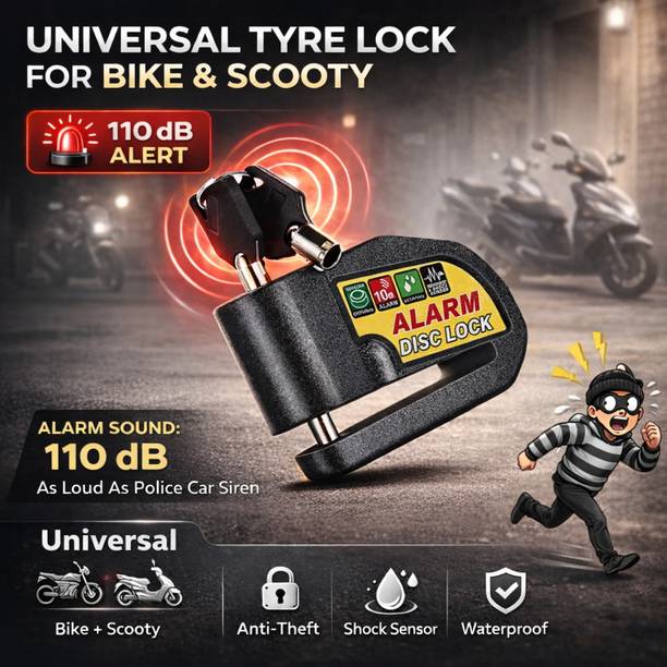FATHER AUTO Alarm-Disc Lock for Bike Scooty & Bicycle Waterproof Loud Alarm 110dB HeavyDuty Disc Lock