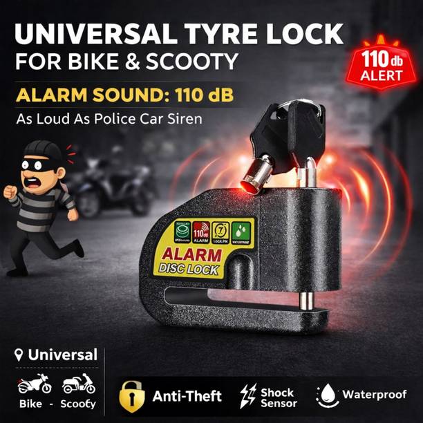 FATHER AUTO Alarm.Disc.Lock for Bike Scooty & Bicycle Waterproof Loud Alarm 110dB HeavyDuty Disc Lock