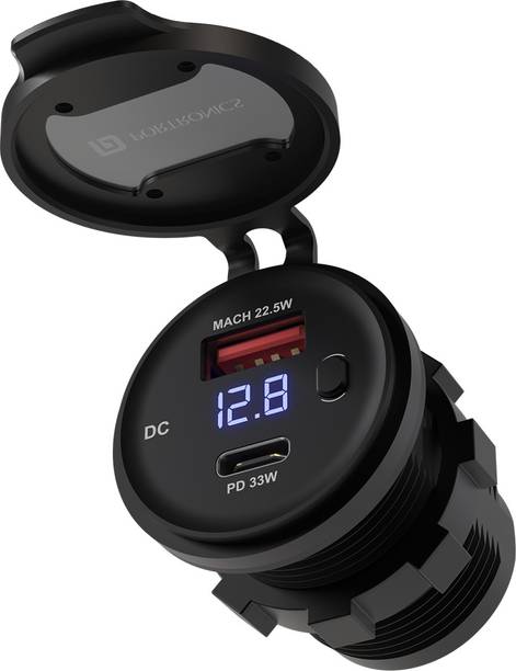 पोर्ट्रोनिक्स Spark Phone Charger for Scooters & Motorcycles, 33W Type C, 22.5W USB बाइक मोबाइल चार्जर
