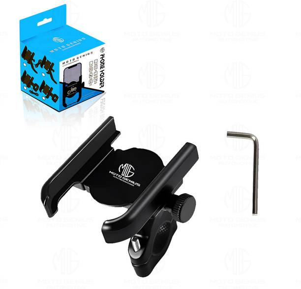 मोटो जीनियस Universal 360° Rotating Aluminum Mobile Mount Handle Fitting Motorcycle, Scooty, बाइक मोबाइल होल्डर