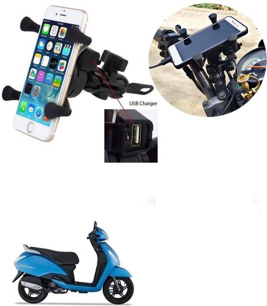 SRPHERE Grip Mobile Phone Holder with USB Charger Bike Mobile Holder For Jupiter Bike Mobile Holder