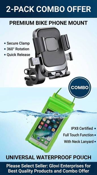 Glovi Glovi Universal Anti-Shake Bike Mobile Holder with Waterproof Pouch Bike Mobile Holder