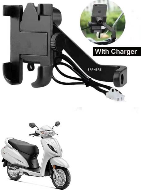 SRPHERE Aluminum Alloy C2 Waterproof bike mobile holder With Charger For Activa 6G Bike Mobile Holder