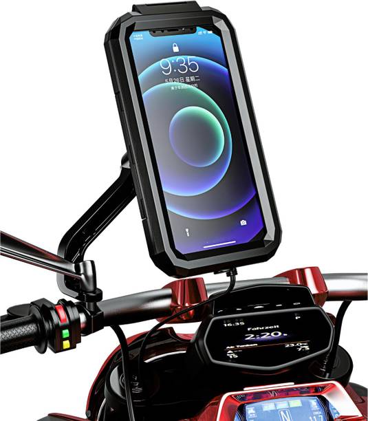 Yellowfin Waterproof Fast 15 W Wireless & 20 W USB-C Charger | Mirror Mount |Scooter| Bike Mobile Holder