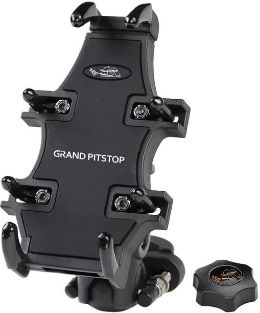 GrandPitstop 4-Sided Grip Anti Shake & Stable Cradle Clamp with 360° Rotation Without Charger Bike Mobile Holder
