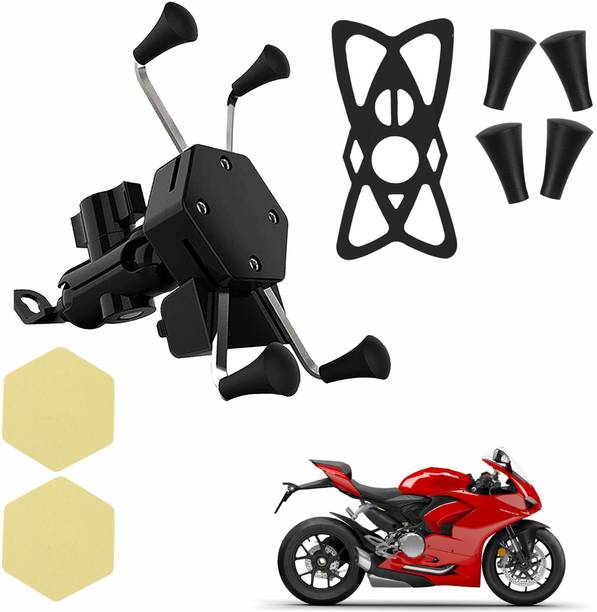 ASRYD X-Grip Bike Mobile Charger & Phone Holder (5V-2A Black) - Ducati Panigale V2 Bike Mobile Holder