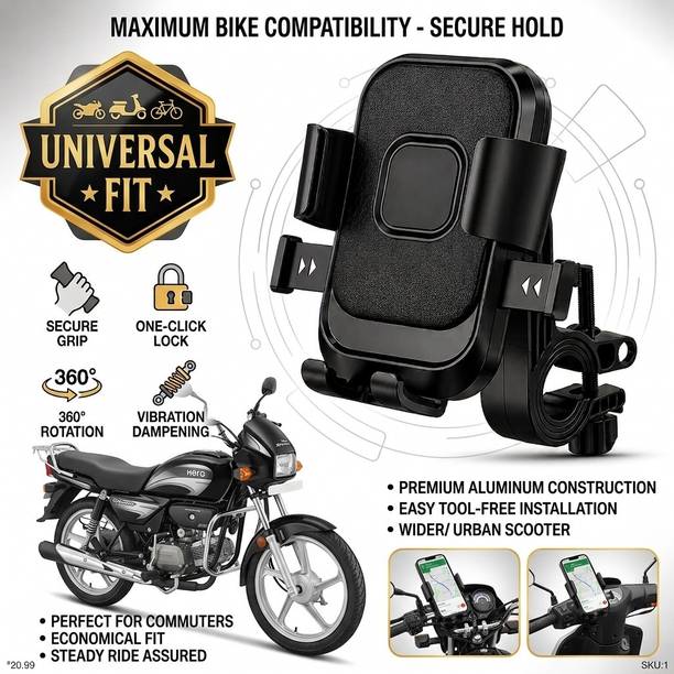 ORVIO Bike Mobile Holder Heavy Duty 360 Rotatable Phone Mount Bike Mobile Holder