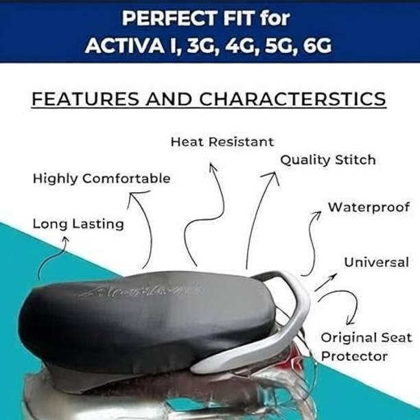 Sanaacreations PJ_ACTIVA 3G,4G,5G,6G SEAT COVER_002 Single Bike Seat Cover For Honda Activa 4G