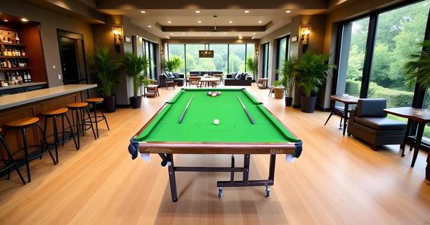 Landscape Structures Moveable on Wheels Pool Table(Billiard Table) 8x4 FT,Top 18mm Billiards Table