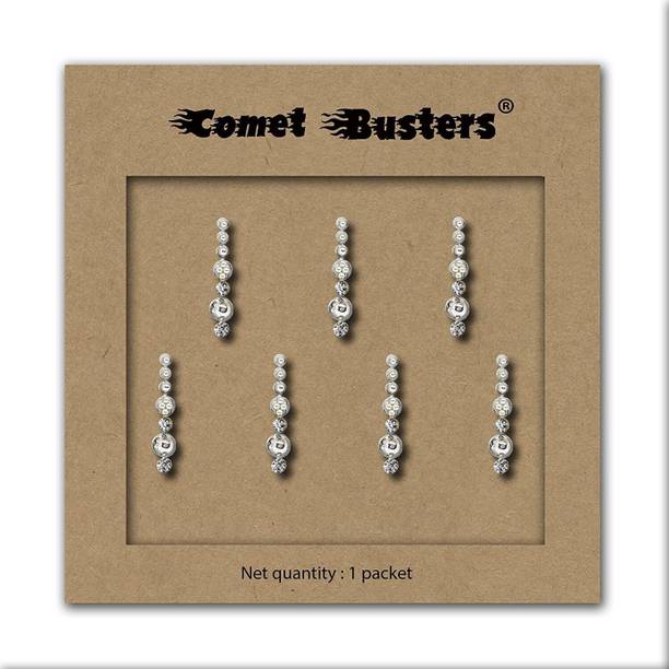 Comet Busters Handcrafted Silver Long Bindis (BV1908) Forehead Silver Bindis