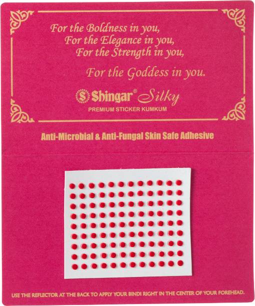 SHINGAR Silky Premium Sticker Kumkum Enriched with Almond and AloeVera Extracts (Red-S8) Forehead Red Bindis