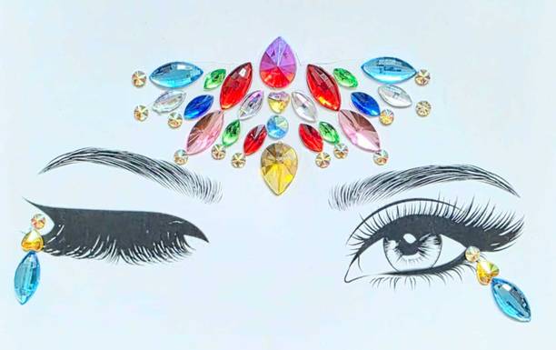 glitterboutique IRIDESCENT BUTTERFLY FACE JEWELS FOREHEAD Silver Bindis