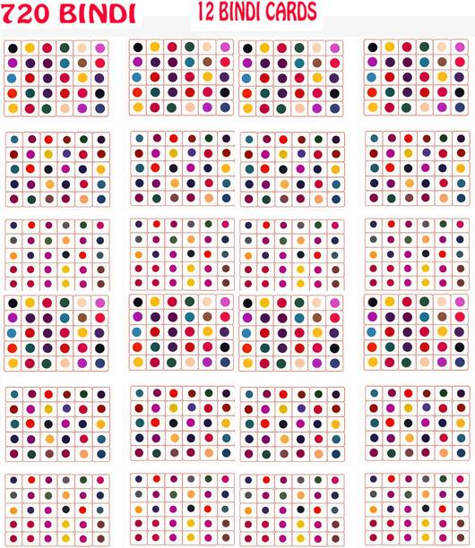 G4U Round Bindis for Women – Multi-Color, Easy to Apply & Long-Lasting 720 Pieces Forehead Multicolor Bindis