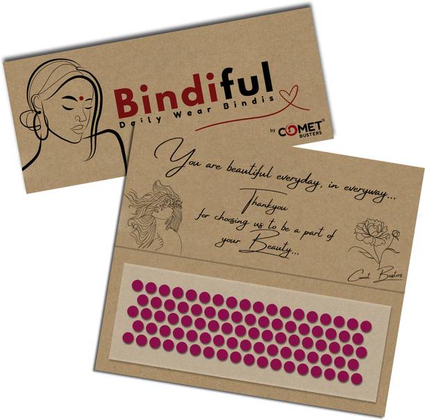 Comet Busters Bindiful Plain Velvet Hot Pink Round Daily Wear Bindi For Women (8mm)(BF254) Forehead Pink Bindis