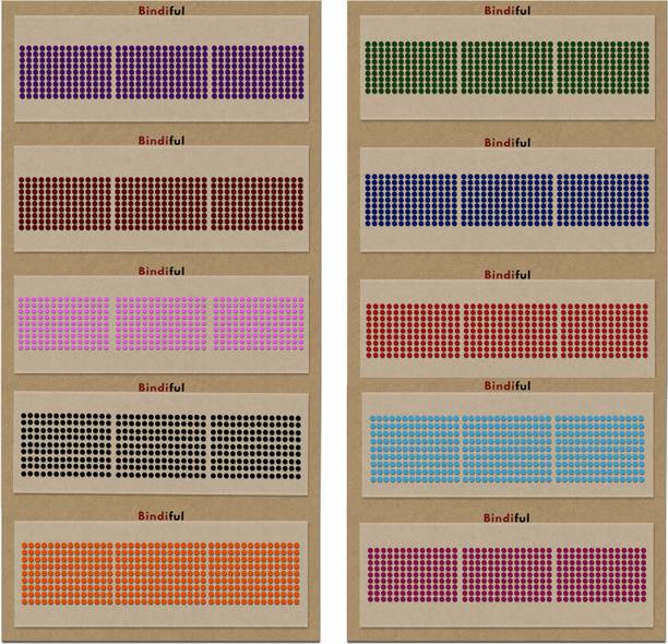 Comet Busters Bindiful Dailywear Multicolor Velvet Round Bindis (bf256) (2mm) Forehead Multicolor Bindis