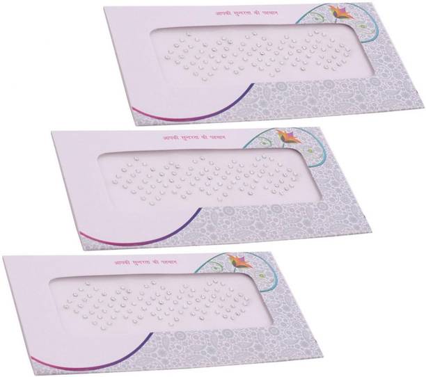 Bawree 2.5 mm Silver White Stone Small Round Bindi Sticker Forehead Forehead White Bindis