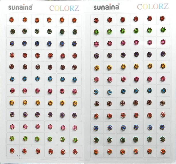 SUNAINA COLORZ Multicolour Stone Border 144 Bindi booklet For Women FOREHEAD Multicolor Bindis