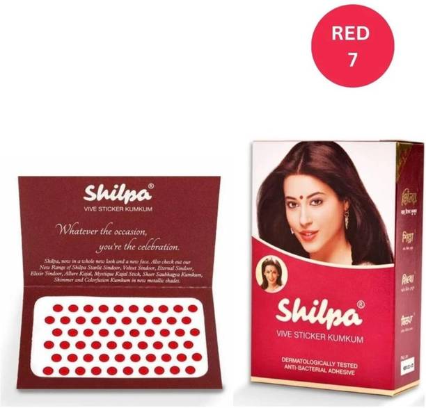 Shilpa BINDI 7 N RED 15 CARDS FOREHEAD Red Bindis