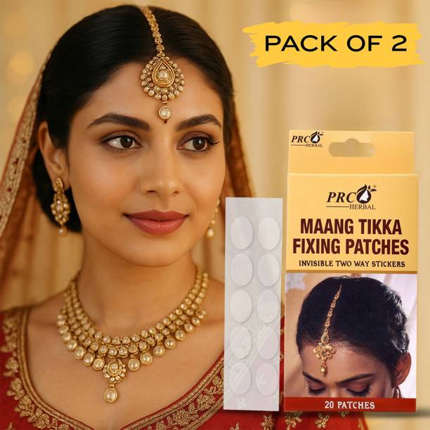 PRC HERBALS PRC Herbal Maang Tikka Fixing Patches – Pack of 2 | 40 Invisible Stickers Tikka Support Stickers White Bindis