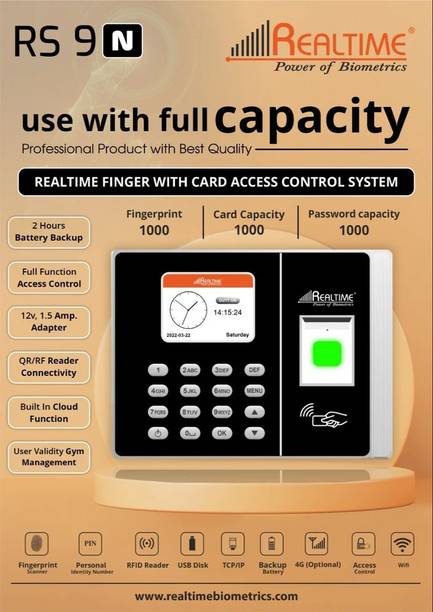 Realtime RS 9N Fingerprint Scanner Biometric Device with Access Control (No Wifi) Time & Attendance