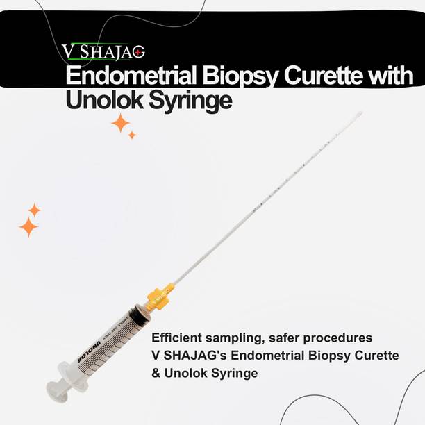 V SHAJAG Endometrial Biopsy Curette Kit with 10ml Syringe: Physician's Choice (Pack of 5) Biopsy Punch