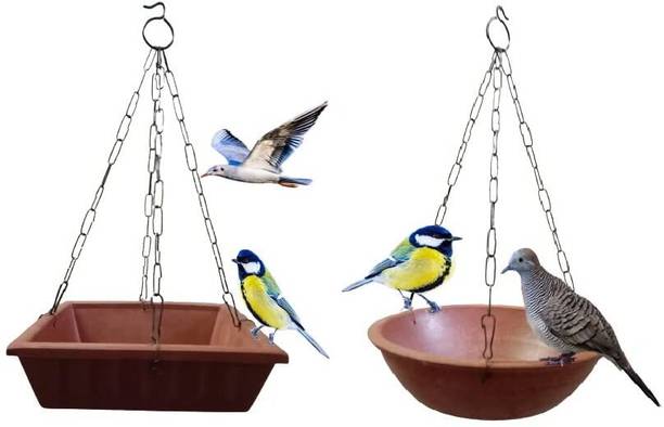 ClayWalaz Hanging Bird pot Watering Supplies for Garden(Square&Round Shape)/ Regular Bird Bath