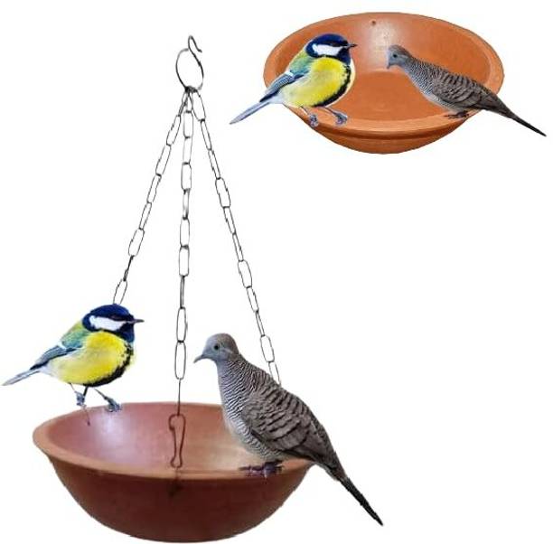 ClayWalaz Bird pot With Hanging Bird Feeding & Watering Supplies for Balcony or Garden \ Regular Bird Bath