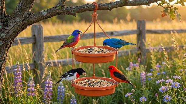 Velvora Living COMBO-4-4---82 Blue Bird Bird Feeder