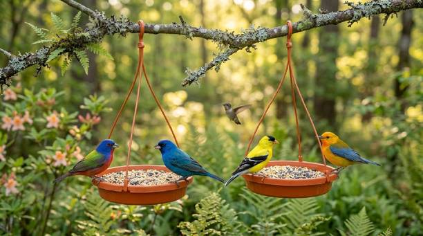 Velvora Living COMBO-4-4---173 Blue Bird Bird Feeder