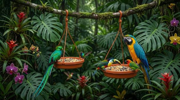Velvora Living COMBO-4-4---91 Blue Bird Bird Feeder