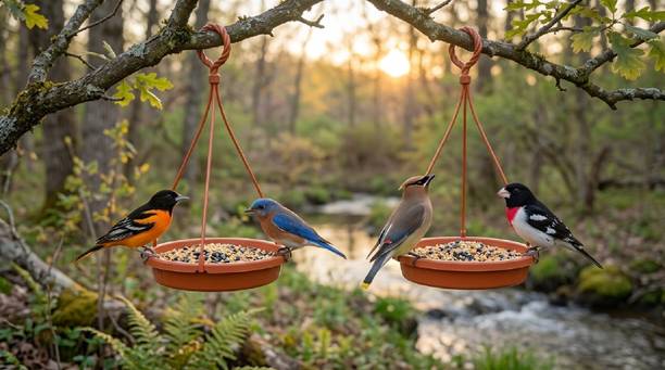 Velvora Living COMBO-4-4---116 Blue Bird Bird Feeder
