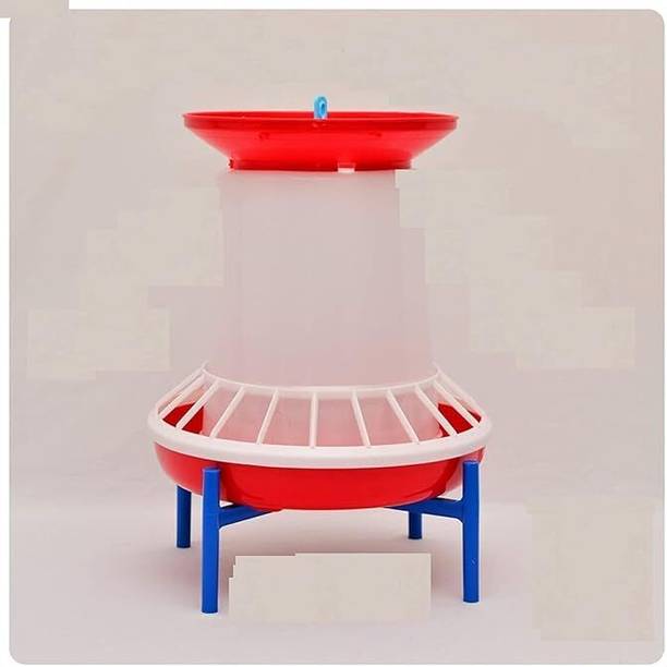 Praish Poultry Feeder and Drinker Set with Stand and Grill, 2.5 kg Capacity Ground Bird Feeder