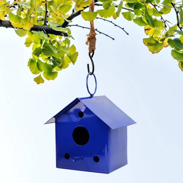 Urban Plant Colourful Metal Bird House - Blue Bird House