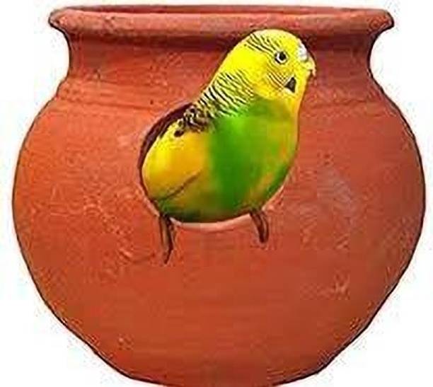 QWGPT Budgies Love Birds Terracotta Earthenware Pot Bird House Hanging, Wall Mounting Bird House