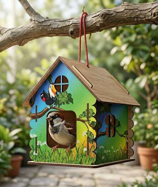 Sonal Enterprise Bird House for Balcony & Garden Sparrow House/Chidiya Ghar Eco-Friendly Wooden Bird House