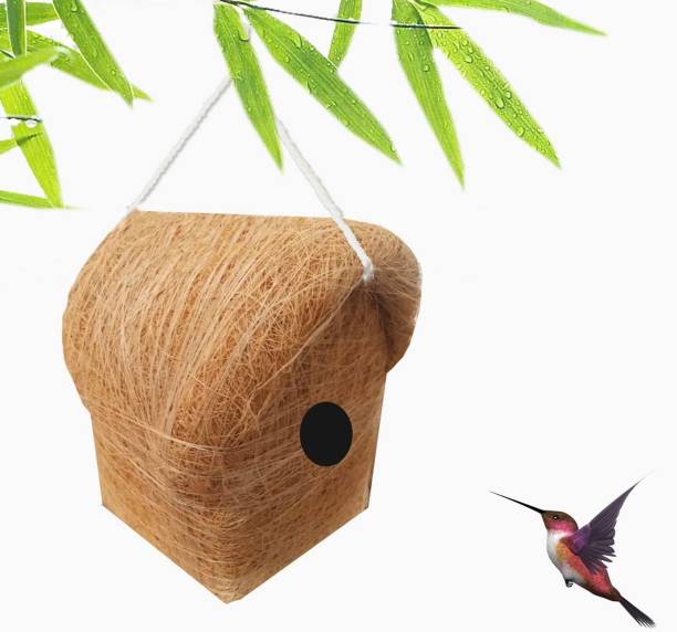 LIVEONCE NATURAL BIRD HOUSE FOR ALL SPECIES BIRDS, SQUARIEEL pack of 1 Bird House