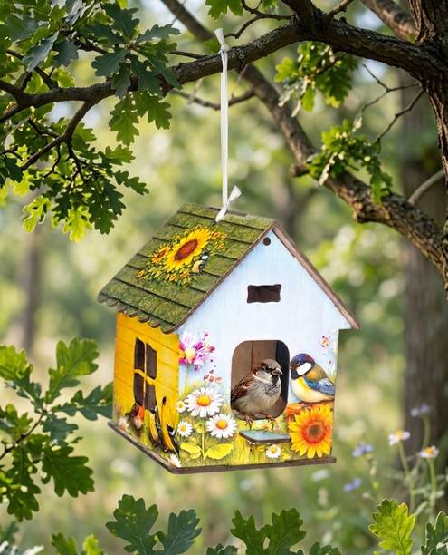 KARNI CRAFT Wooden Hanging Bird House Bird Nest for Balcony Garden Outdoor Bird House