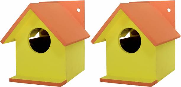 ROSMERTA Bird Nest Hanging Wooden House Bird House (Pack of 2) Bird House