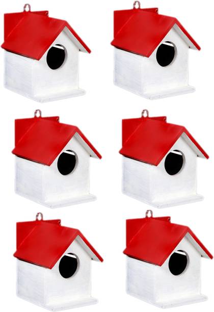 ganga enterprise Bird house bird nest for sparrow and other birds pack of 6 nest Red Color Bird House