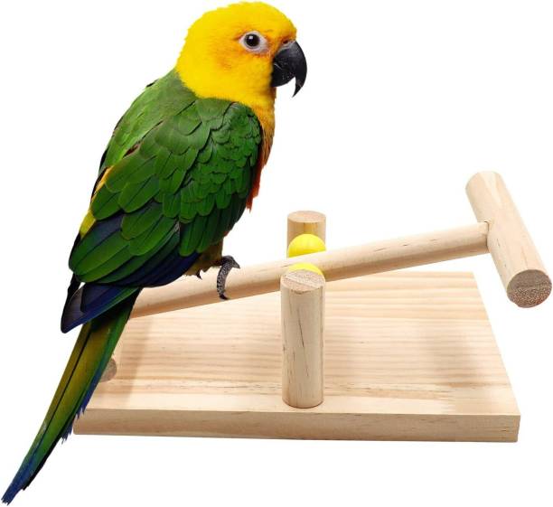 VAYINATO Birds Cage Natural Wooden Perch Seesaw Toy for All Small Birds Bird Play Stand