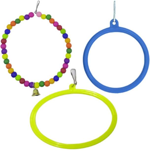 Shanvi Multicolor Birds Cage accessories Beats swing 1, Round 1, Oval 1 Toys for Pets Bird Play Stand