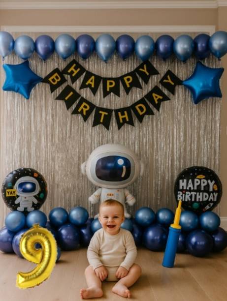 groovy dudz 9th Astronaut Theme Birthday Decorations for Boys Space Theme