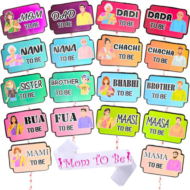 Party Decorz English Baby Shower Decoration (18pcs Props+1pcs White Sash)